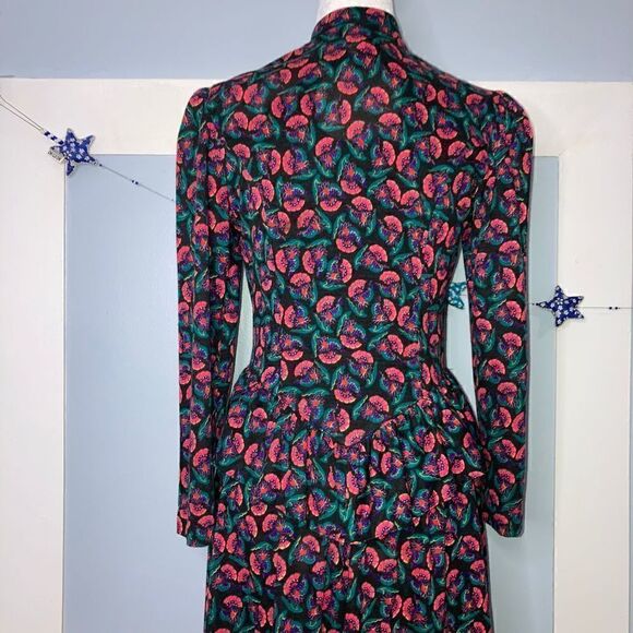 Cora’s Closet, Vintage Button Front High Neck Peplum Style Midi Dress Women’s 6 - Picture 5 of 9